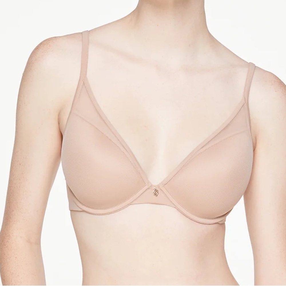 EUC ThirdLove 24/7 Cotton Plunge Bra - size 38D - beige